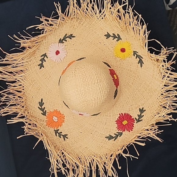 Hat Attack Charlotte Raffia Sun Hat with UPF 50+, Embroidered Floral, Ad… - Picture 6 of 8